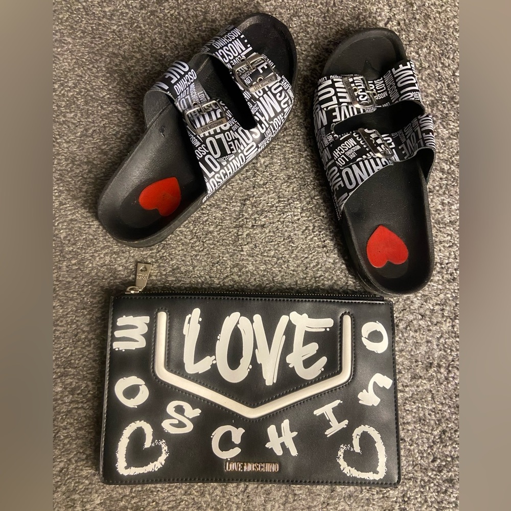 Authentic Moschino bag and slides like new